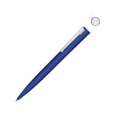 Металлическая шариковая ручка soft touch Brush gum, синий-0