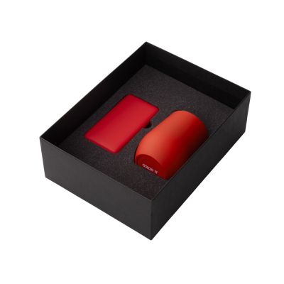 Подарочный набор с термокружкой и повербанком С2, 10000 mAh, красный-1