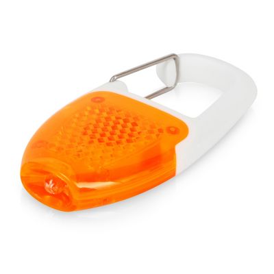 Брелок - фонарик с отражателем и карабином, оранжевый/белый-0
