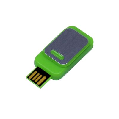 USB-флешка промо на 32 Гб прямоугольной формы, выдвижной механизм, зеленый-0