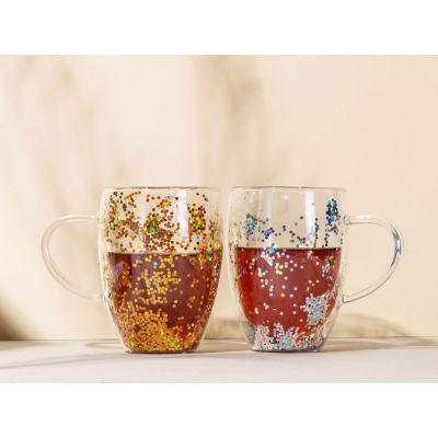 Кружка с двойными стенками с блестками, 360 мл, серебристый-5
