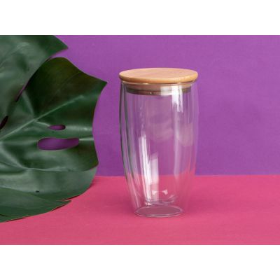 Стакан Batur с двойными стенками и бамбуковой крышкой, 450 мл-7