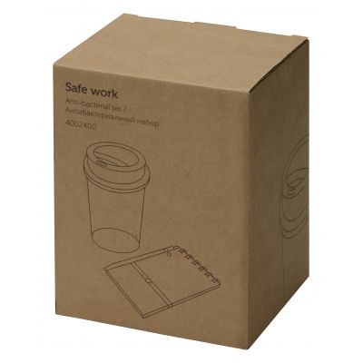 Антибактериальный набор с блокнотом и стаканом  Safe work, белый-9