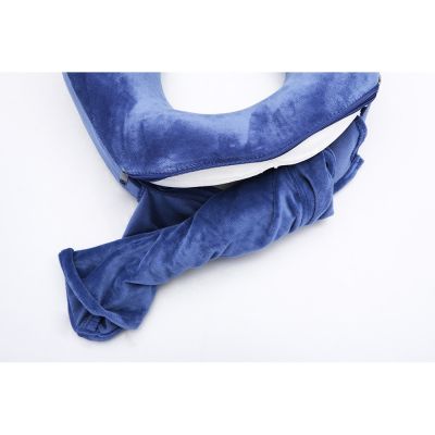Подушка для путешествий с эффектом памяти, с капюшоном Hooded Tranquility Pillow, синий-2