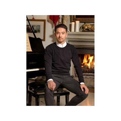 Мужской пуловер Merrit с круглым вырезом, черный-3