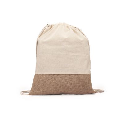 Рюкзак-мешок WILKES из хлопка и джута, бежевый-3