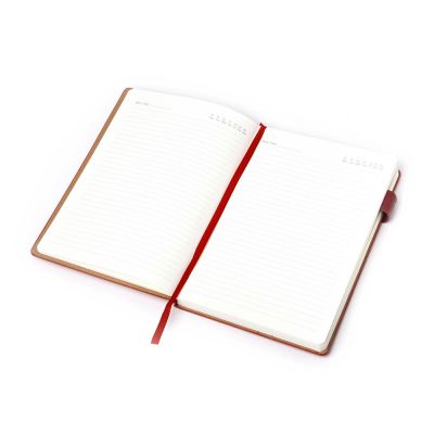 Бизнес блокнот А5 Freya с клапаном и карманом для визиток, твердая обложка, 128 листов, красный и бор-5