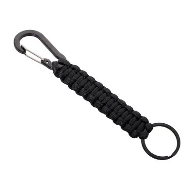 Брелок-веревочка Austere с карабином и кольцом, черный-0