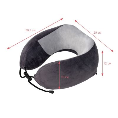 Подушка TORBER, дорожная, с эффектом памяти, тёмно-серая, полиэстер+спандекс-5