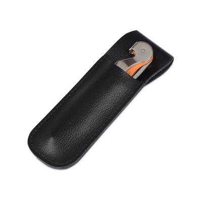Футляр для штопора Leather Case из натуральной кожи, черный-0