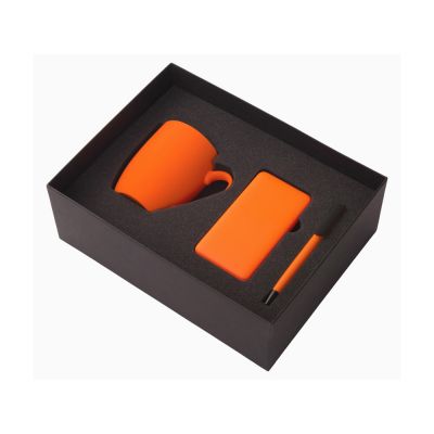 Подарочный набор c кружкой, пластиковой ручкой и повербанком С2, 10000 mAh, оранжевый-1