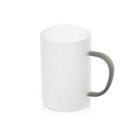 Стеклянная матовая кружка Акцент с цветной ручкой для сублимации, черный