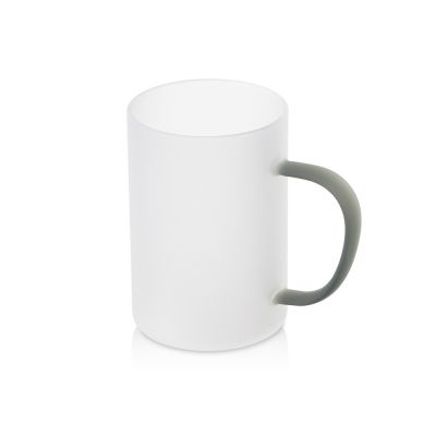 Стеклянная матовая кружка Акцент с цветной ручкой для сублимации, черный-0