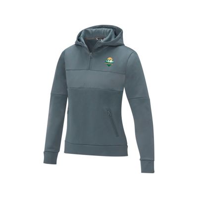 Женский свитер анорак Sayan на молнии на половину длины с капюшоном, steel grey-3