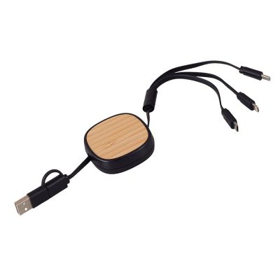 Универсальный кабель с ретрактором 3-в-1 Retrax, черный-0