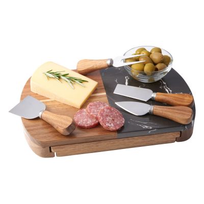 Набор для сыра в подарочной коробке из акации и мрамора Date-4