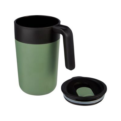 Кружка Nordia объемом 400 мл из переработанных материалов с двойными стенками, зеленый яркий-2