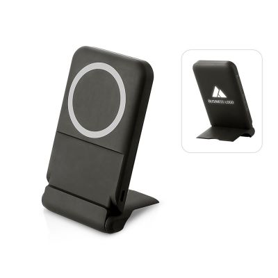 Беспроводной внешний аккумулятор с подсветкой лого и подставкой Magflash, 10000 мАч, 15 Вт, черный-0