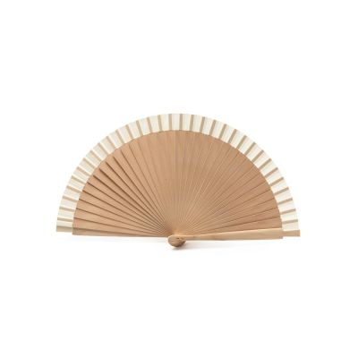 Деревянный веер с хлопчатобумажной тканью ZANTE, бежевый-0