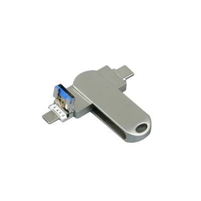 Металлическая флешка для айфона 3 в 1 (i-flash_TYPEC_3_in_1.128.S, I= 128 Гб USB 3.0, Металлический корпус. Без перс.)-1