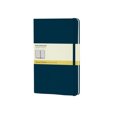 Записная книжка Moleskine Classic (в клетку) в твердой обложке, Large (13х21см), голубой сапфир-0