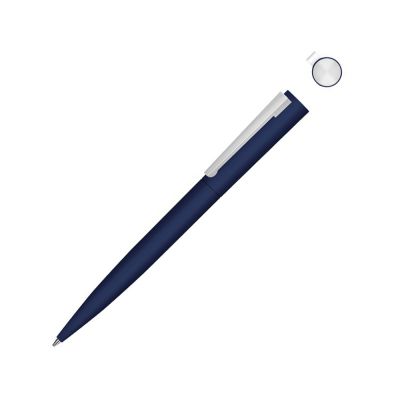 Металлическая шариковая ручка soft touch Brush gum, темно-синий-0