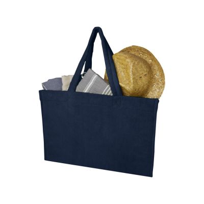 Пляжная эко-сумка Siam объемом 13 л из переработанной махровой ткани, сертифицированной GRS - Темно - синий-2