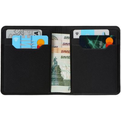 Картхолдер с отделением для бумажных денег Favor, черный-3