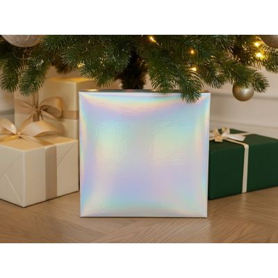 Подарочная коробка с голографическим шубером без печати Aurora, L, 260х260х100 мм.-3