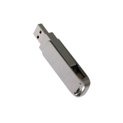 USB 2.0- флешка на 64 Гб поворотный механизм 2 в 1, c дополнительным разъемом Type-C с одноцветным металлическим клипом, серебристый-2