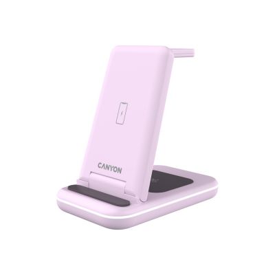 Беспроводное зарядное устройство 3-в-1 CANYON WS-304 (CNS-WCS304B), 15W, розовый-0