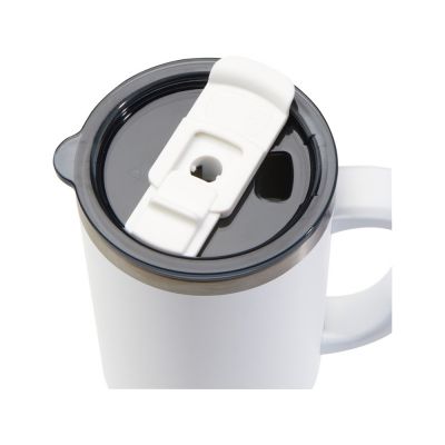 Sydney медная кружка с двойными стенками, сертифицированная согласно RCS, с вакуумной изоляцией и соломинкой, 1200 мл - Белый-4