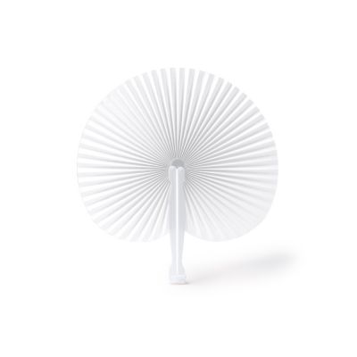 Складной круглый веер-пайпай с пластиковыми стержнями, белый-0