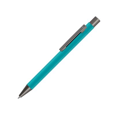 Ручка шариковая UMA STRAIGHT GUM soft-touch, с зеркальной гравировкой, морская волна-0