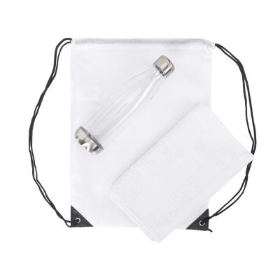 Спортивный набор с бутылкой и полотенцем Beginner, белый-1