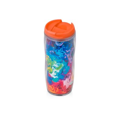 Термокружка Mony 400мл, под цифровую печать, прозрачный/оранжевый-7