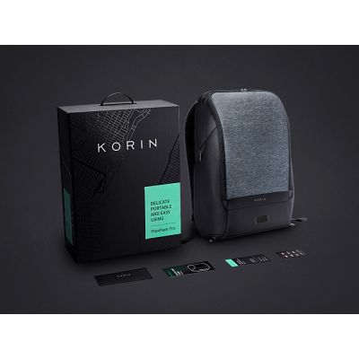 Антикражный рюкзак FlexPackPro для ноутбука 15.6, серый/черный-12