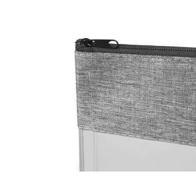 Косметичка из PVC и ткани Leony, прозрачный/темно-серый-4