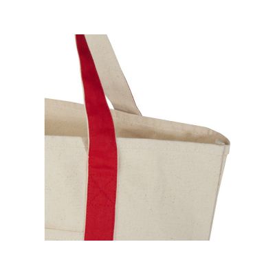 Sam эко- сумка из переработанного хлопка, сертифицированного согласно GRS, плотностью 320 г/м² - Красный / Натуральный-5