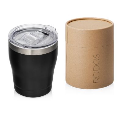 Вакуумная термокружка c керамическим покрытием Rodos, непротекаемая крышка, 350 мл, черный-0