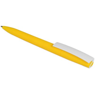 Ручка пластиковая soft-touch шариковая Zorro, желтый/белый-4