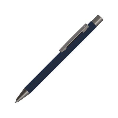 Ручка шариковая UMA STRAIGHT GUM soft-touch, с зеркальной гравировкой, темно синий-0