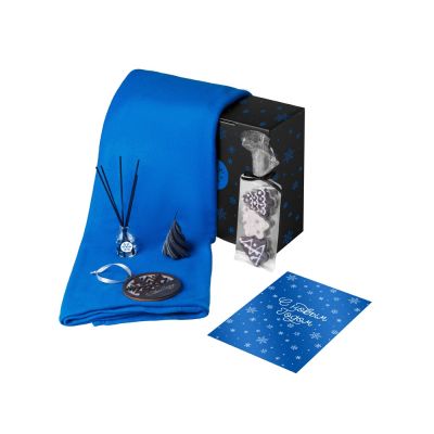 Подарочный набор с пледом, свечой и диффузором, синий-0