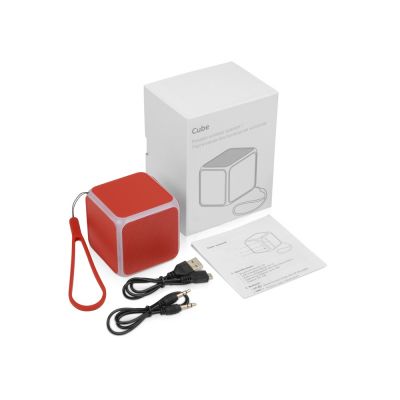 Портативная колонка Cube с подсветкой, красный-8