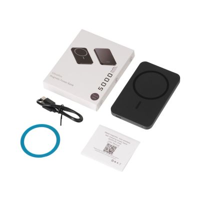 Магнитный беспроводной внешний аккумулятор Razor, 5000 mAh, металл, черный-15