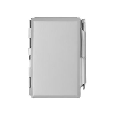 Визитница с блокнотом и шариковой ручкой, серебристый-2