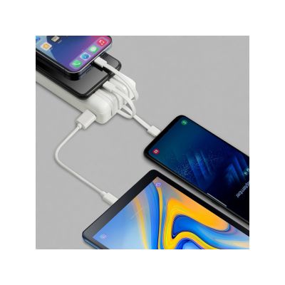 RIVACASE VA2220 (20000 мАч) внешний аккумулятор с дисплеем и встроенными кабелями, белый, 12/24-11