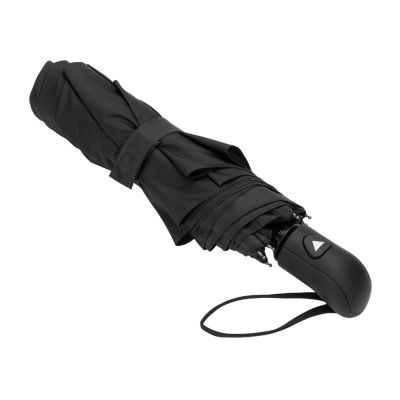 Зонт-полуавтомат Roof с куполом из переработанного пластика, черный-2