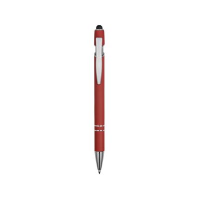Ручка металлическая soft-touch шариковая со стилусом Sway, красный/серебристый-1