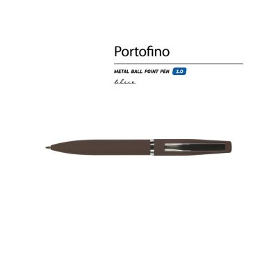 Ручка металлическая шариковая Portofino, софт-тач, 1.0 мм, коричневый-1